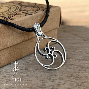 Fibonacci Spiral Necklace | Sterling Silver Golden Ratio Charm with a delicate black cotton cord Necklace| Sacred Geometry Jewelry