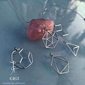 All 5 of The Platonic Solid Strling Silver Charm Necklace