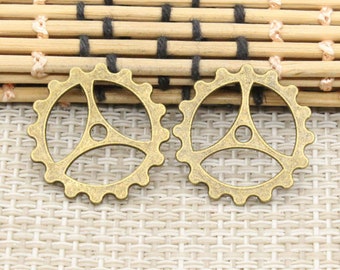 20Pcs Gears charms 23mm antique silver ornament accessories jewelry making DIY handmade craft base material