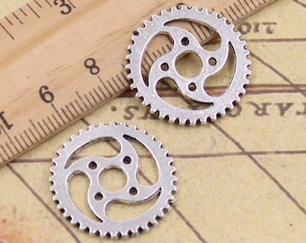 20Pcs Gears charms 23mm antique silver ornament accessories jewelry making DIY handmade craft base material