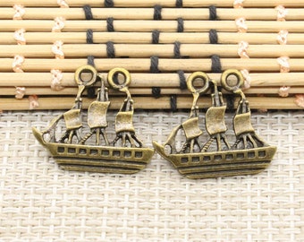 20 Stück Segelboot Charms Anhänger 24x22mm Antik Bronze Ornament Zubehör Schmuckherstellung DIY Handarbeit Basismaterial