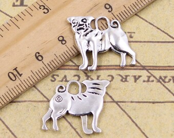 20pcs Dog charms pendant 20x22mm antique silver ornament accessories jewelry making DIY handmade craft base material