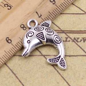 20pcs Dolphin charms pendant 24x30mm antique silver ornament accessories jewelry making DIY handmade craft base material