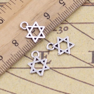 100pcs hexagrams charms pendant 13x10mm antique silver ornament accessories jewelry making DIY handmade craft base material