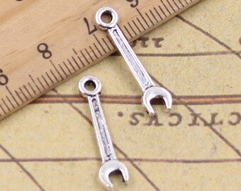 100pcs spanners charms pendant 24x5mm antique silver ornament accessories jewelry making DIY handmade craft base material