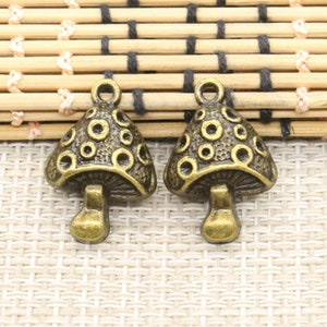 10pcs Mushroom charms pendant 28X18mm Antique bronze ornament accessories jewelry making DIY Handmade Craft
