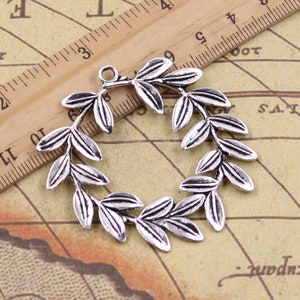 5pcs Olive branch charms pendant 52x53mm antique silver ornament accessories jewelry making DIY handmade craft base material