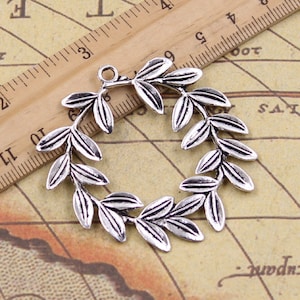 5pcs Olive branch charms pendant 52x53mm antique silver ornament accessories jewelry making DIY handmade craft base material