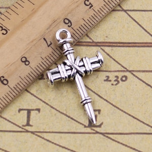 10pcs Cross charms pendant 34x20mm antique silver ornament accessories jewelry charms jewelry making DIY handmade craft base material