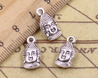 30pcs Buddha head charms pendant 16x8mm antique silver ornament accessories jewelrymaking DIY handmade craft base material