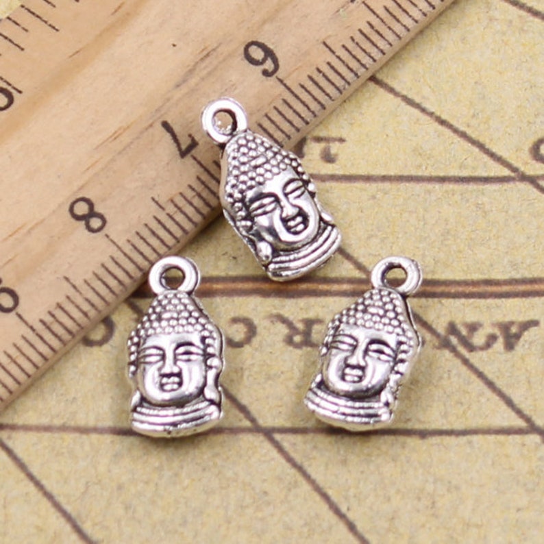 30pcs Buddha head charms pendant 16x8mm antique silver ornament accessories jewelrymaking DIY handmade craft base material Antique silver