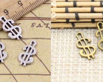 50pcs Dollar mark charms pendant 21x12mm antique silver/antique bronze ornament accessories jewelry making DIY handmade craft base material