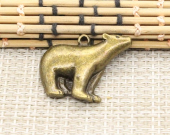 40 Pieces Polar Bear Charms - Ancient Silver Jewelry Making Pendants For Crafting Bulk Supplies