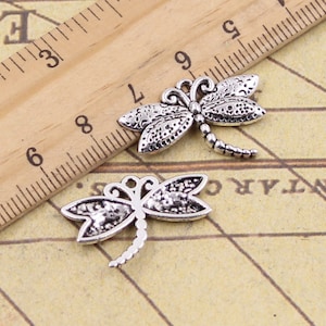 30pcs Dragonfly charms pendant 17X25mm antique silver insect ornament accessories jewelry making DIY handmade craft base material