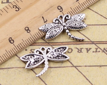 30pcs Dragonfly charms pendant 17X25mm antique silver insect ornament accessories jewelry making DIY handmade craft base material