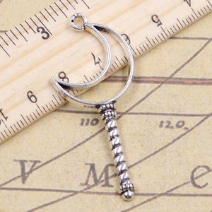 10pcs Moon magic wand charms pendant 53x23mm antique silver ornament accessories jewelry making DIY handmade craft base material