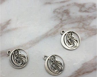 20pcs Howling Wolf Charms Fire Fox pendant 17x20mm antique silver ornament accessories jewelry making DIY handmade craft base material