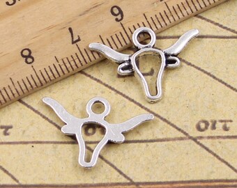 50 Stück Stierkopf Charms Anhänger 16x23mm Antik Silber Ornament Zubehör Schmuckherstellung DIY handgemachtes Handwerk Basismaterial