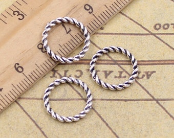 50pcs Knitted ring charms 15mm antique silver ornament accessories jewelry making DIY handmade craft base material