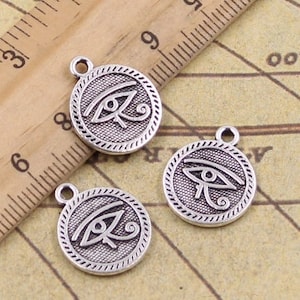 20pcs The eye of Horus hanging tag pendant charms antique silver/Antique bronze 15mm ornament accessories jewelry making DIY handmade craft