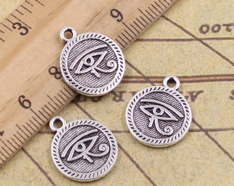 20pcs The eye of Horus hanging tag pendant charms antique silver/Antique bronze 15mm ornament accessories jewelry making DIY handmade craft