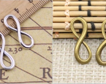 50pcs 8 infinity charms 23x8mm antique silver/antique bronze ornament accessories jewelry making DIY handmade craft base material