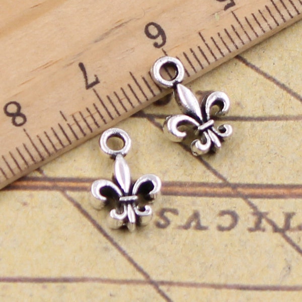 50pcs Fleur de lis charms pendant 14x9mm antique silver ornament accessories jewelry making DIY handmade craft base material