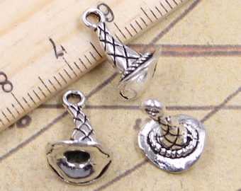 50pcs Magic hat charms pendant 15x11x10mm antique silver ornament accessories jewelry making DIY handmade craft base material