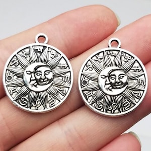 10pcs Sun and Moon charms pendant 28x25mm antique silver ornament accessories jewelry making DIY handmade craft base material