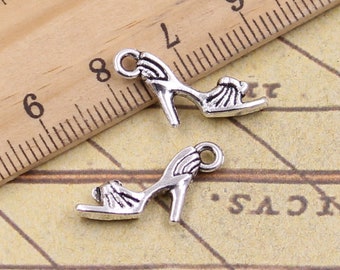 50pcs High heeled sandals charms pendant 20x11mm antique silver ornament accessories jewelry making DIY handmade craft material