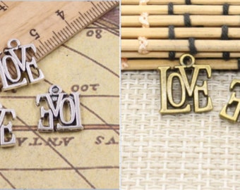 40pcs letter love charms pendant 15x13mm antique silver/antique bronze ornament accessories jewelry making DIY handmade craft base material