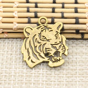 10pcs Tiger charms pendant 27x24mm Antique silver/Antique bronze ornament accessories jewelry making DIY handmade craft base material image 3