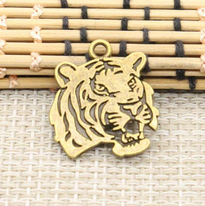 10pcs Tiger charms pendant 27x24mm Antique silver/Antique bronze ornament accessories jewelry making DIY handmade craft base material image 3
