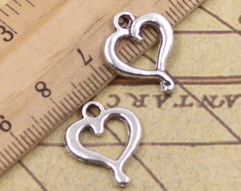 50pcs Love heart charms pendant 17x14mm antique silver ornament accessories jewelry making DIY handmade craft base material