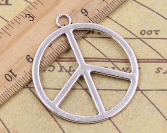 10pcs Peace Symbol charms pendant 42mm  antique silver jewelry charms jewelry making DIY handmade craft