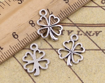 50pcs Clover charms pendant 17x14mm antique silver jewelry making DIY handmade craft