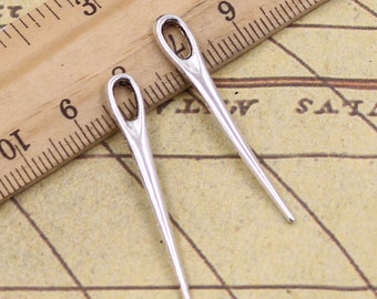 40 st. broderinålberlocker hängen 39 x 5 mm antik silver ornament tillbehör smyckestillverkning DIY handgjort hantverk basmaterial