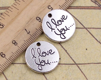 10pcs I love you tag charms 20mm antique silver ornament accessories jewelry making DIY handmade craft base material