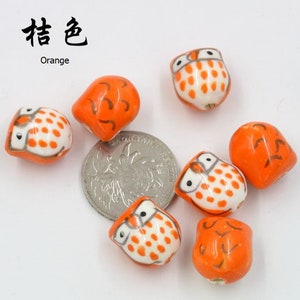 10 pièces 16x15mm céramique hibou perle fabrication de bijoux bricolage ornement accessoires résultats matériau de base Orange