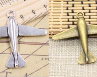 10 Stück Flugzeug Charms Anhänger 50x42mm Antik Silber / Antik Bronze Ornament Zubehör Schmuckherstellung DIY Handarbeit Basismaterial