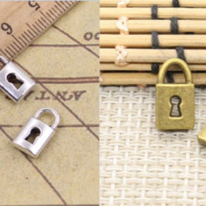 30pcs Lock charms pendant 14x8mm Antique silver/Antique bronze jewelry charms jewelry making DIY handmade craft