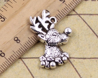 10pcs Christmas deer charms pendant  29x19mm antique silver ornament accessories jewelry making DIY handmade craft base material