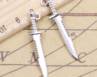 30stk Schwert Charme Anhänger 43x10mm antikem Silber Ornament Zubehör Schmuckherstellung DIY Handarbeit Basismaterial