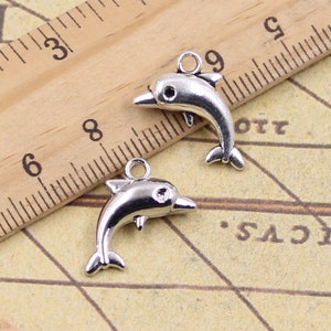 30pcs Dolphins charms pendant 18x11mm antique silver ornament accessories jewelry making DIY handmade craft base material