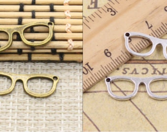 30pcs Glasses charms pendant 29x10mm antique bronze/antique silver ornament accessories jewelry making DIY handmade craft base material