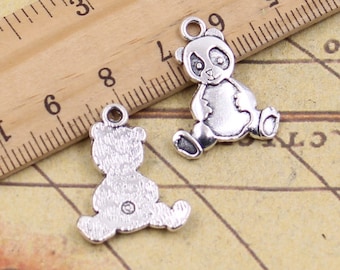 20pcs Panda charms pendant 23x18mm antique silver ornament accessories jewelry making DIY handmade craft base material