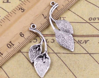 20pcs Calla Lily pendant charms 40x14mm antique silver ornament accessories jewelry making DIY handmade craft base material