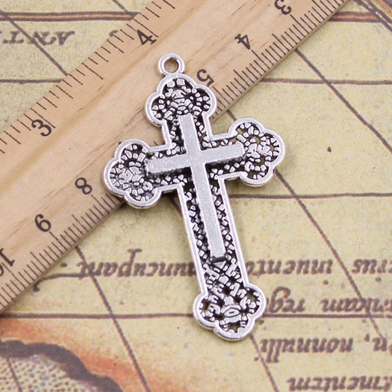 10pcs Cross pendant charms 54x33mm antique silver ornament accessories jewelry making DIY handmade craft base material