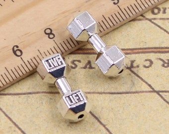 10pcs Dumbbell macroporous beads 20x7x7mm antique silver ornament accessories jewelry making DIY handmade craft material