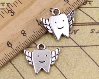 20pcs Teeth charms pendant 20x18mm antique silver ornament accessories jewelry making DIY handmade craft base material